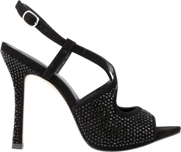 Cosmoparis Zwarte Strass Hoge Hak Sandalen