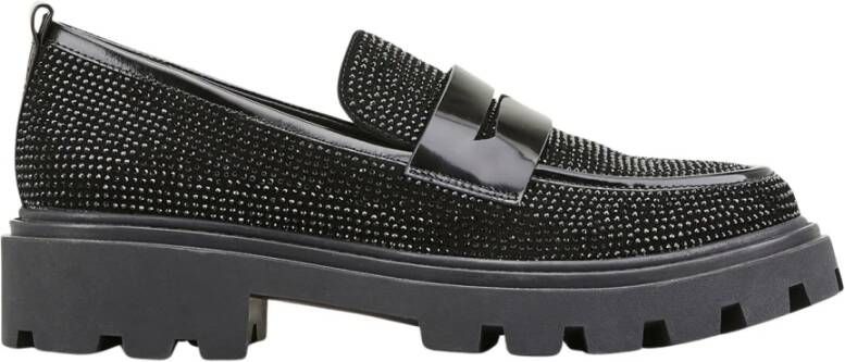 Cosmoparis Zwarte Suède Loafer met Zwarte Strass-steentjes