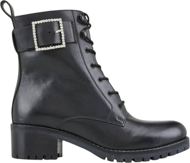 Cosmoparis Zwarte veterschoen met strass gesp
