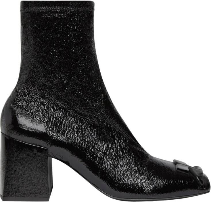Courrèges Hoge hak leren enkellaars Black Dames