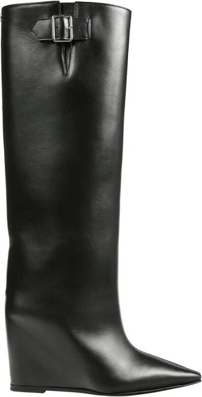 Courrèges Leren Sleehaklaarzen Black Dames