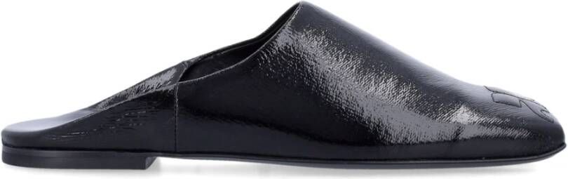 Courrèges Zwarte Gesloten Muiltjes met Leren Zool