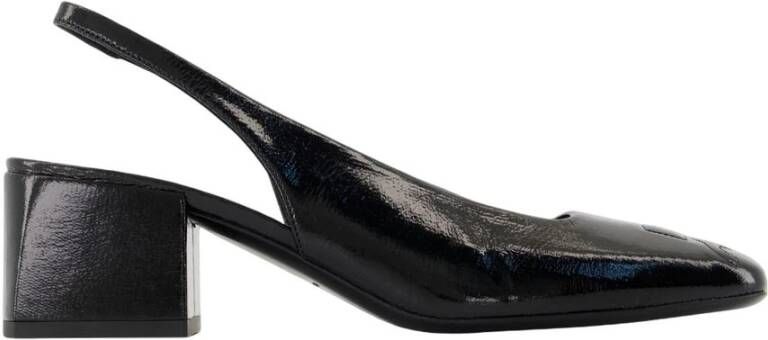 Courrèges Zwarte Leren Heritage Sandalen