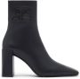 Courrèges Zwarte Leren Logo Laarzen Black Dames - Thumbnail 1