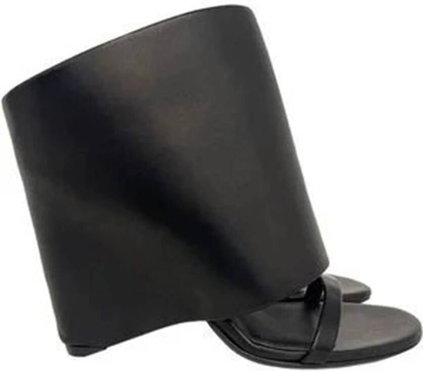 Courrèges Zwarte Leren Sleehak Sandalen