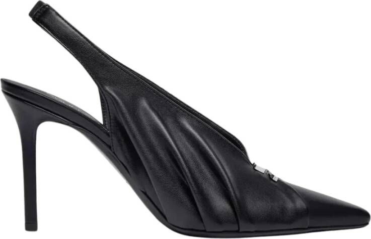 Courrèges Zwarte Stiletto Muiltjes met Zilveren Logo Black Dames