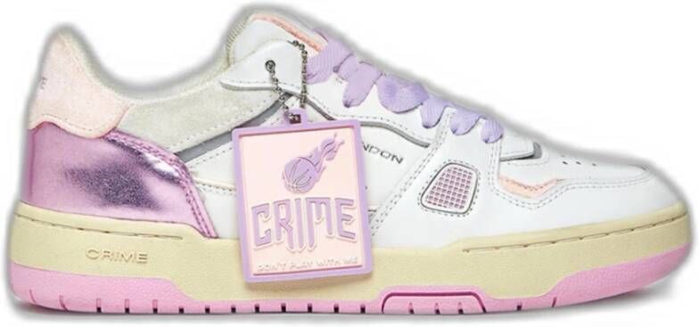 Crime London Roze Leren Sneakers met Rubberen Zool Multicolor Dames