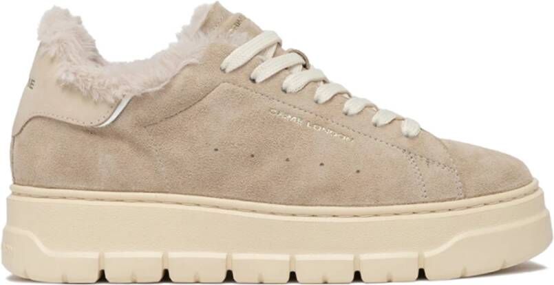 Crime London Beige Sneakers met Suède Bovenwerk Beige Dames