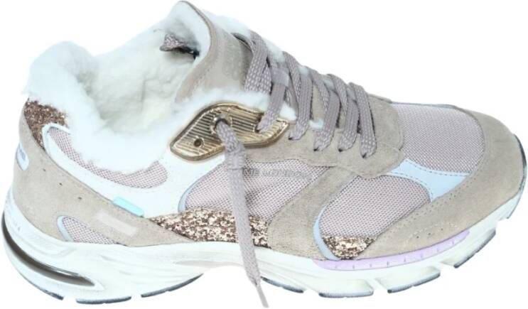 Crime London Beige Suède Sneaker met Platina Glitter