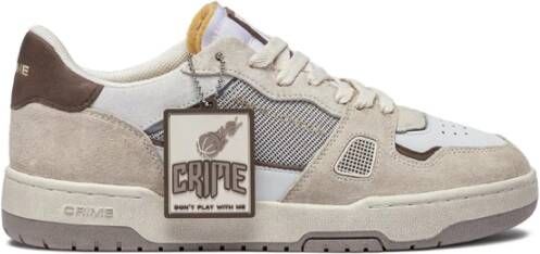 Crime London Beige Suède Sneakers met Witte Details