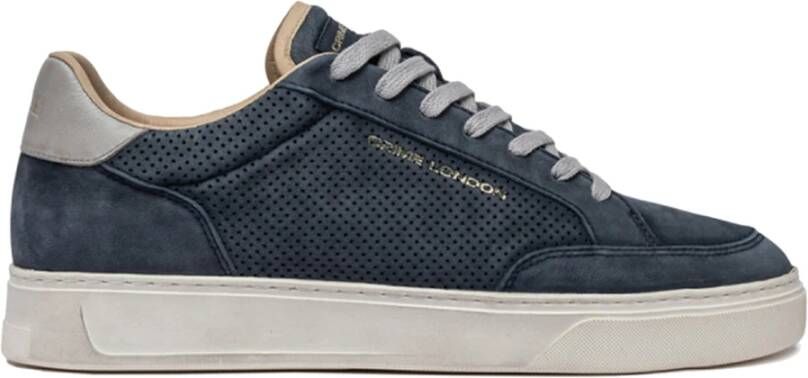 Crime London Blauwe geperforeerde nubuck sneaker