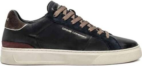 Crime London Blauwe Leren Sneakers met Suède Inzetstukken