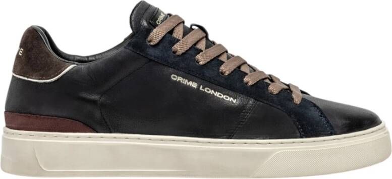 Crime London Blauwe Leren Sneakers Urban Stijl