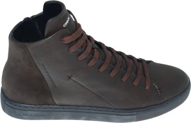 Crime London Bruine leren sneaker met geometrisch ontwerp