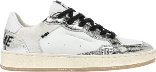 Crime London Premium Leather and Fabric Blend Low Top Sneakers with Lace-up Closure