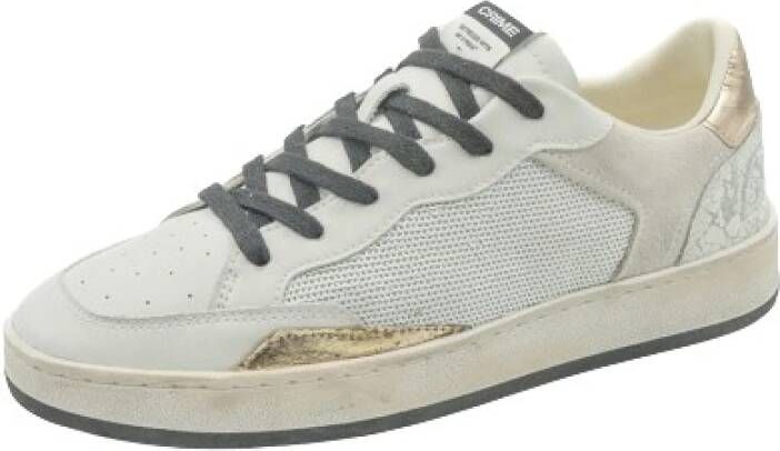 Crime London Witte leren sneakers met pailletten White Dames