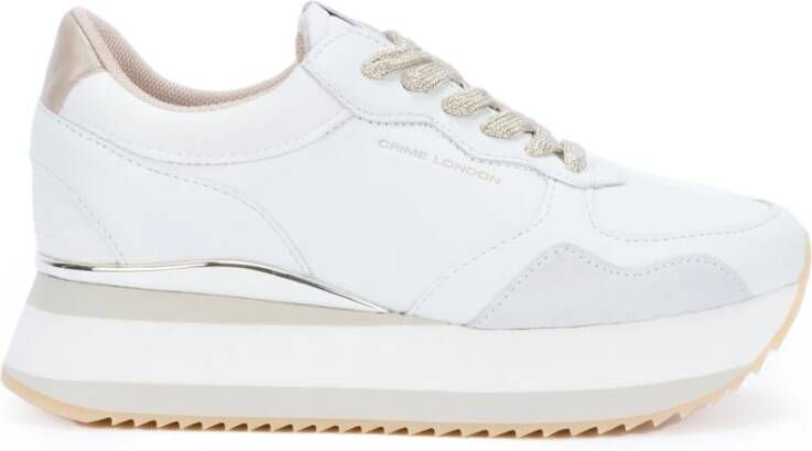 Crime London Coole witte leren wedge sneakers White Dames