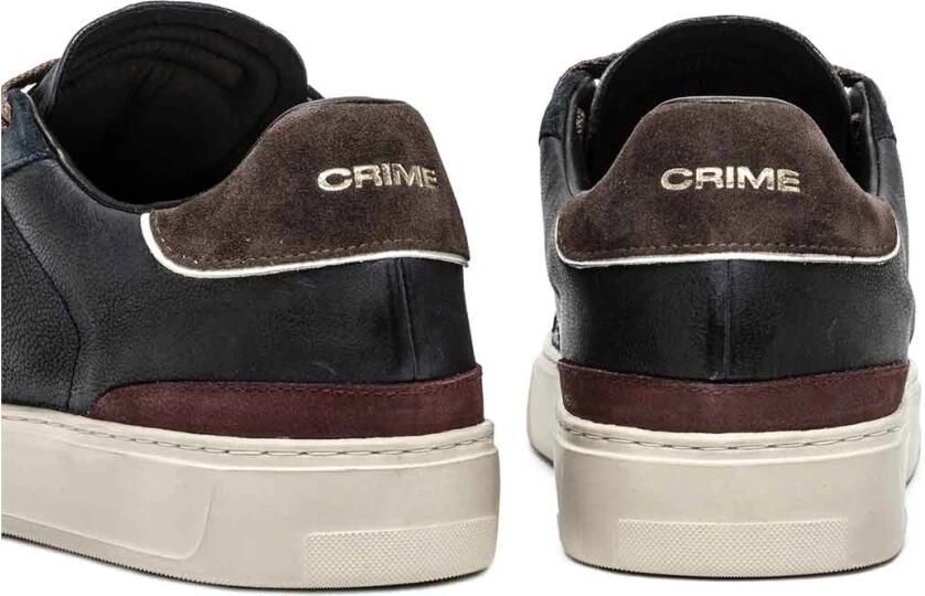 Crime London Blauwe Leren Sneakers met Suède Inzetstukken