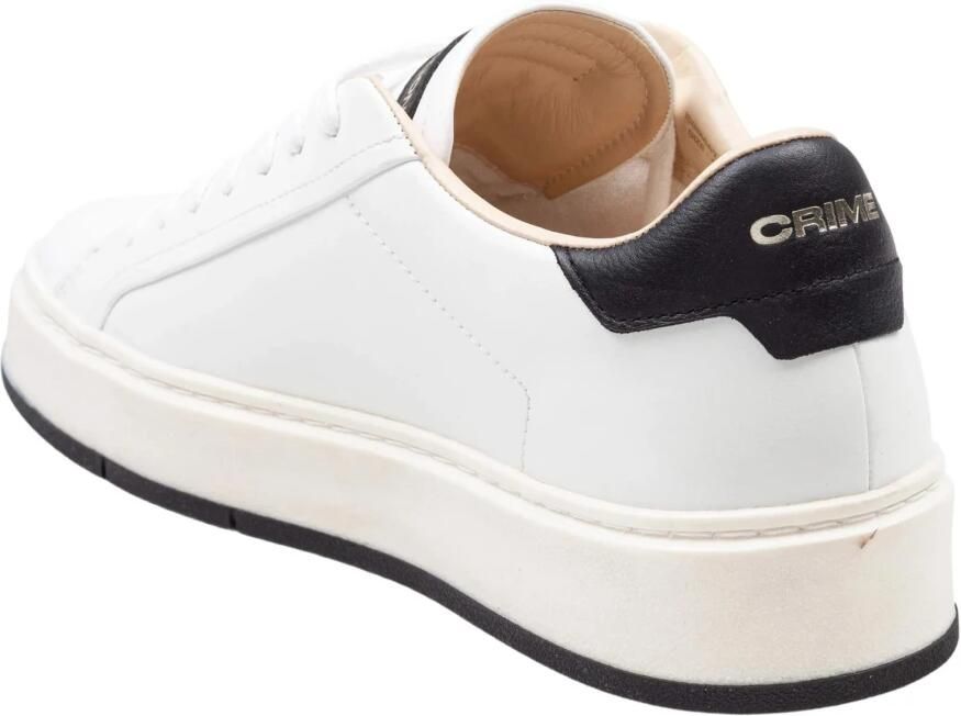 Crime London Witte Leren Sneakers met Bandzool White Heren
