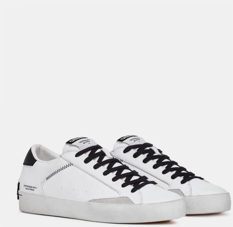 Crime London Witte Leren Sneakers met Zwarte Suède Accenten Wit Heren