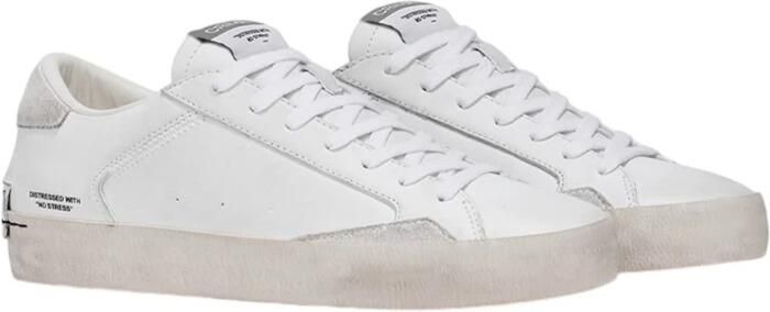 Crime London Witte Leren Sneakers met Off White Suède Details White Heren
