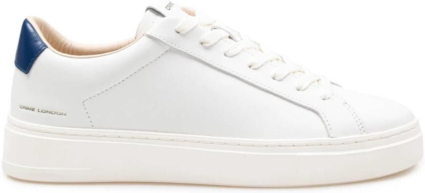 Crime London Witte Leren Sneakers Ronde Neus Vetersluiting