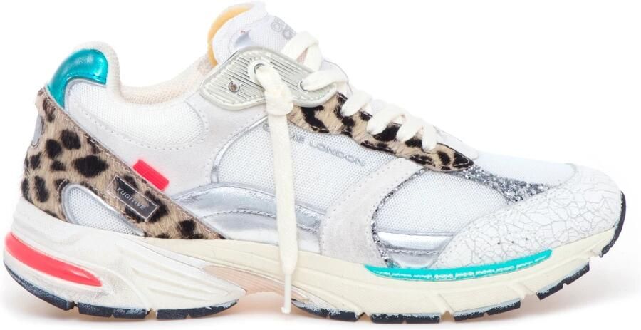 Crime London Sneakers met Luipaardprint en Turquoise Hiel Multicolor Dames