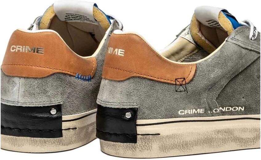 Crime London Grijze Suède Sneakers met Logodetails
