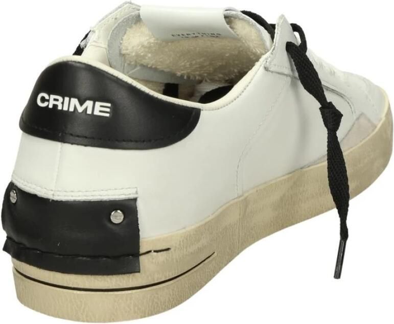 Crime London Witte leren sportieve sneakers met rubberen zool White Heren