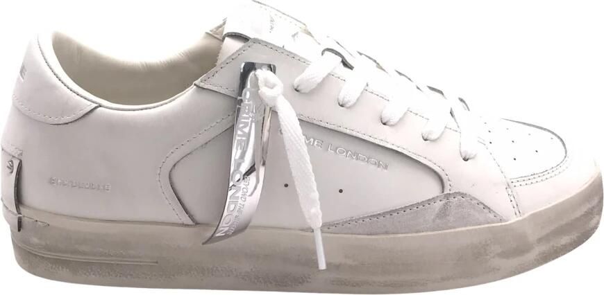 Crime London Witte Leren Sneakers met Bandzool White Heren