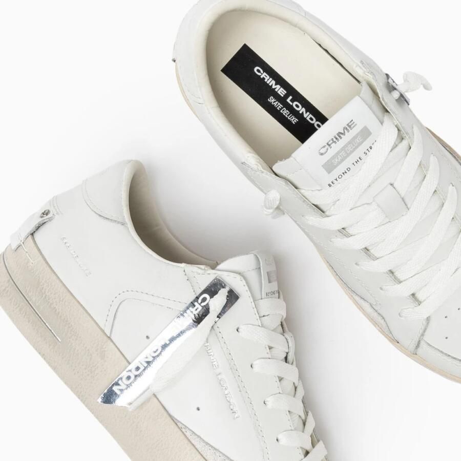 Crime London Witte Leren Sneakers met Bandzool White Dames - Foto 2