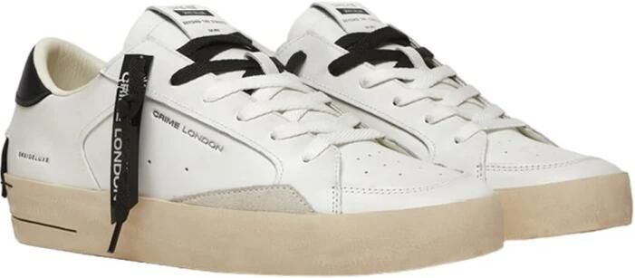 Crime London Witte leren sportieve sneakers met rubberen zool White Heren