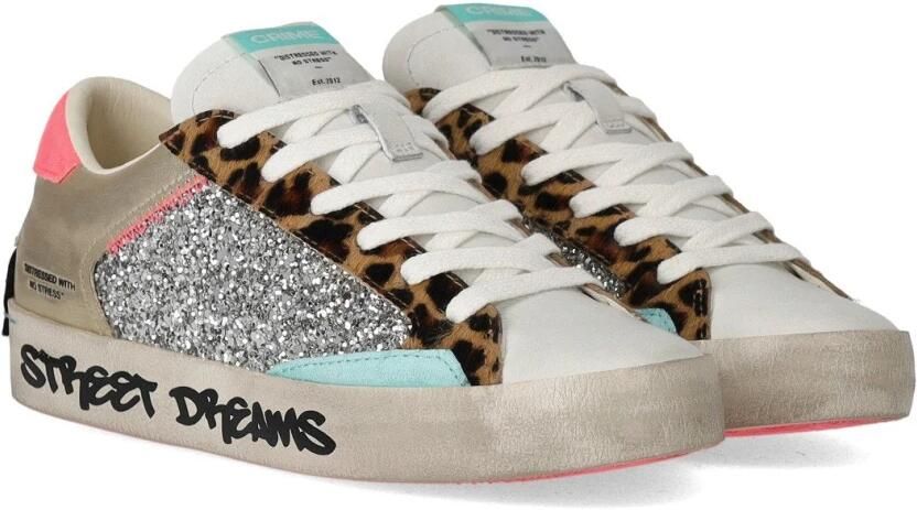 Crime London Versleten Wildlife Sneaker Platina Pailletten