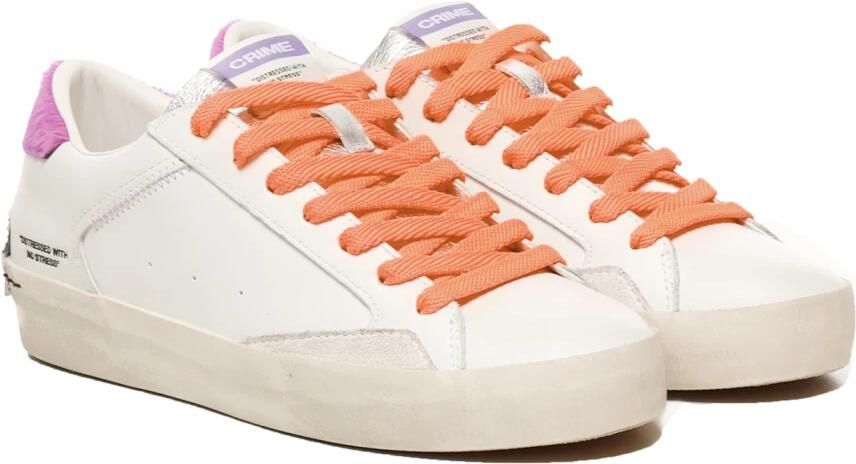Crime London Wit Fuchsia Leren Sneakers