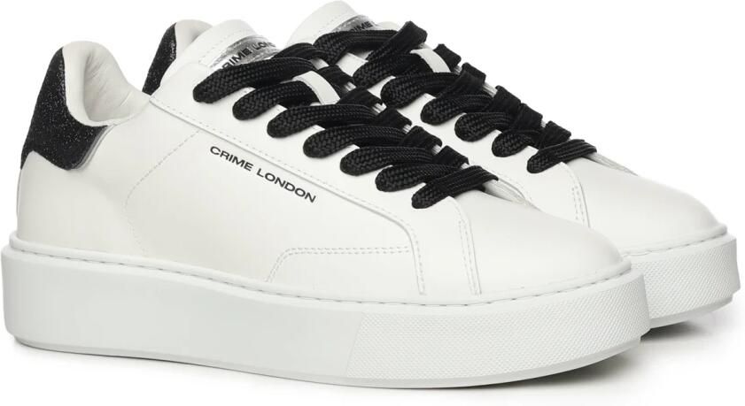 Crime London Witte Leren Sneakers met Extra Licht Zool