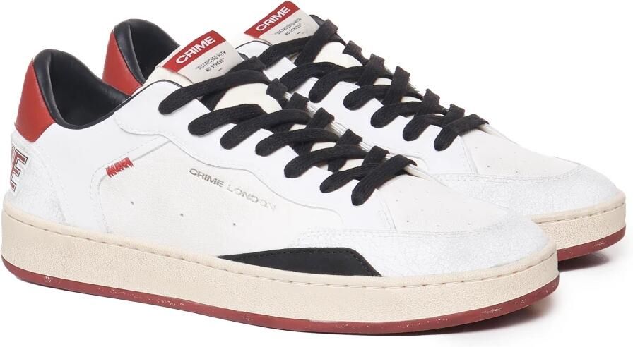 Crime London Witte leren sneakers met rode rivet
