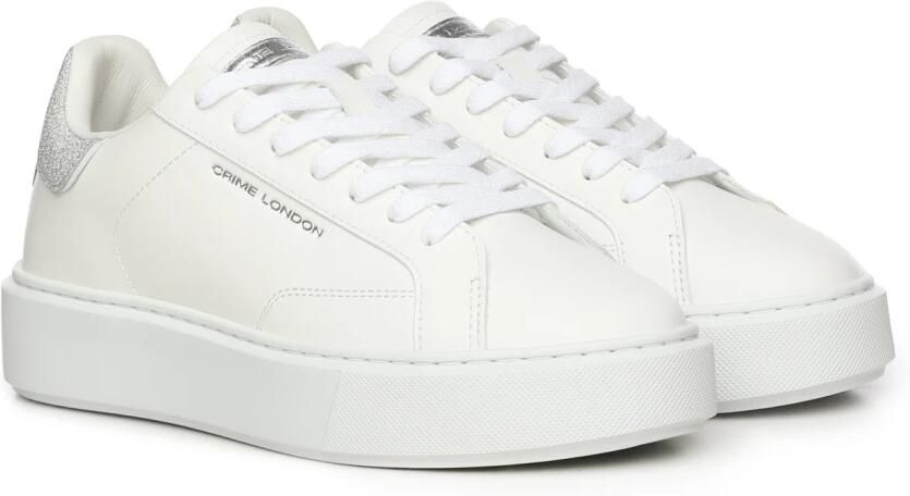 Crime London Witte Leren Sneakers met Ronde Neus