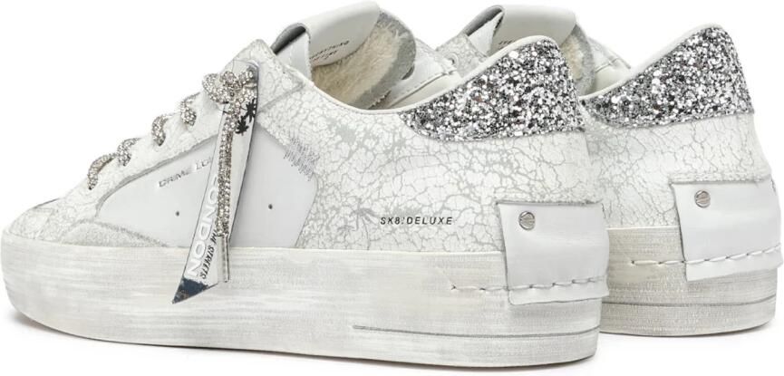 Crime London Witte leren sneakers met vintage zool