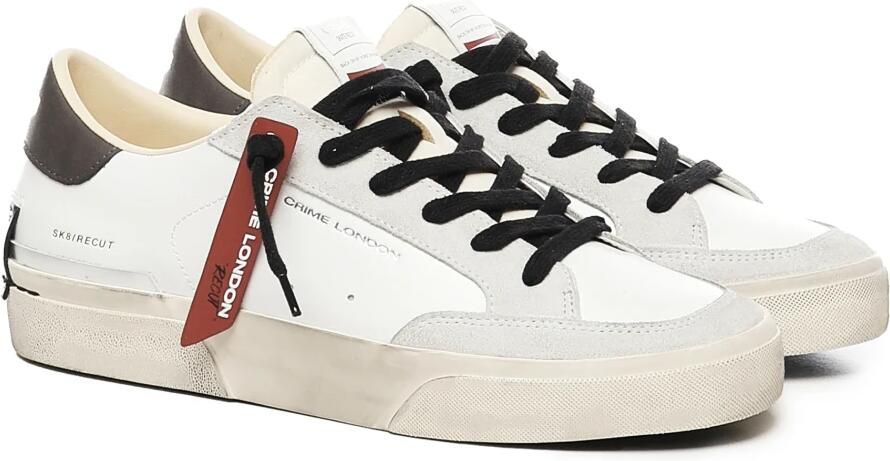 Crime London Witte Sneakers met Leren Details