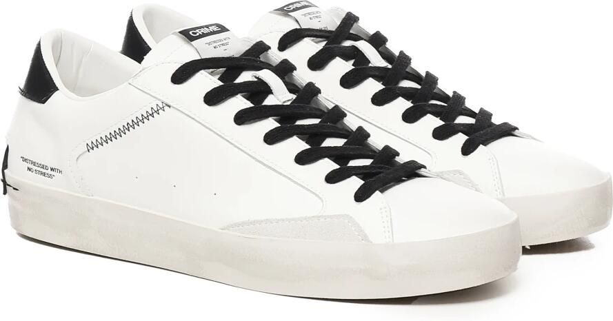 Crime London Witte Leren Sneakers met Zwarte Suède Accenten Wit Heren - Foto 2