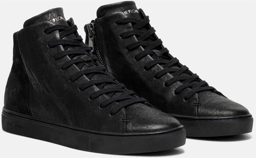 Crime London Zwarte leren hi-top sneakers