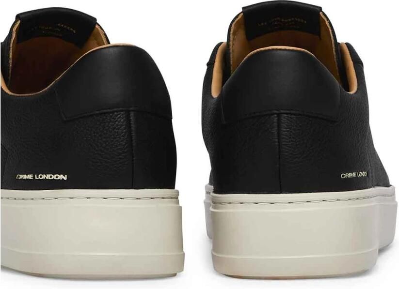 Crime London Zwarte Leren Sneakers Veters Logo