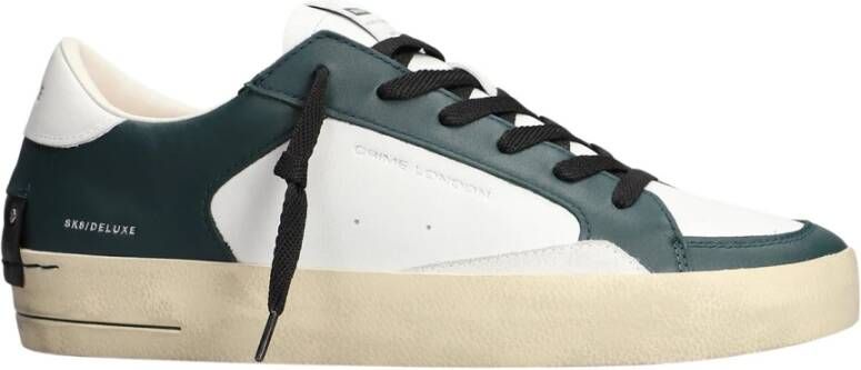 Crime London Logo Leren Sneakers met Rubberen Zool Green Heren