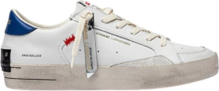 Crime London Wit Blauwe Leren Sneakers Vintage Stijl
