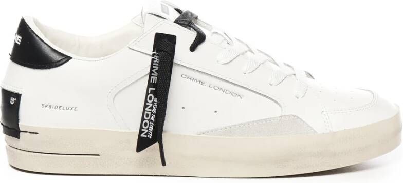 Crime London Witte leren sportieve sneakers met rubberen zool White Heren