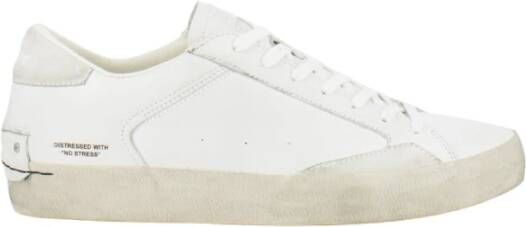 Crime London Witte Leren Sneakers met Off White Suède Details White