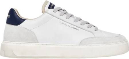 Crime London Blauwe Leren Veterschoenen Rubberen Zool White Heren