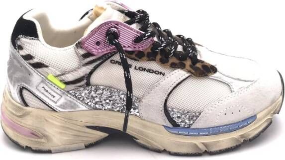 Crime London dames sneaker Goodchaos suède en mesh wit zilver leopardprint - Foto 3