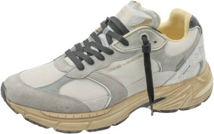 Crime London Grijze Suède Sneaker met Crackle Details Gray Heren