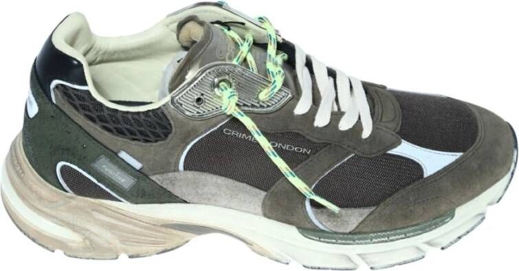Crime London Groene Stof en Suède Sneaker